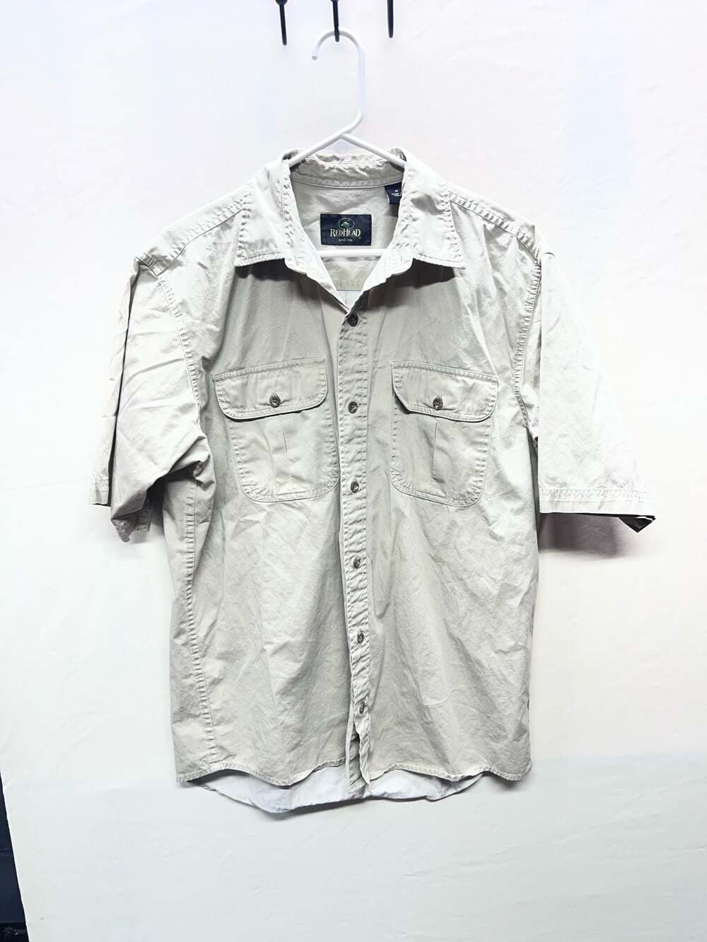RedHead Short Sleeve Button Up Shirt Size M Beige Utility Casual